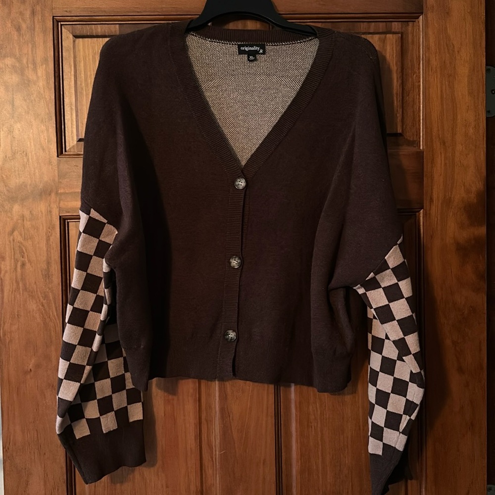 Excellent condition originality checkered cardigan size XL